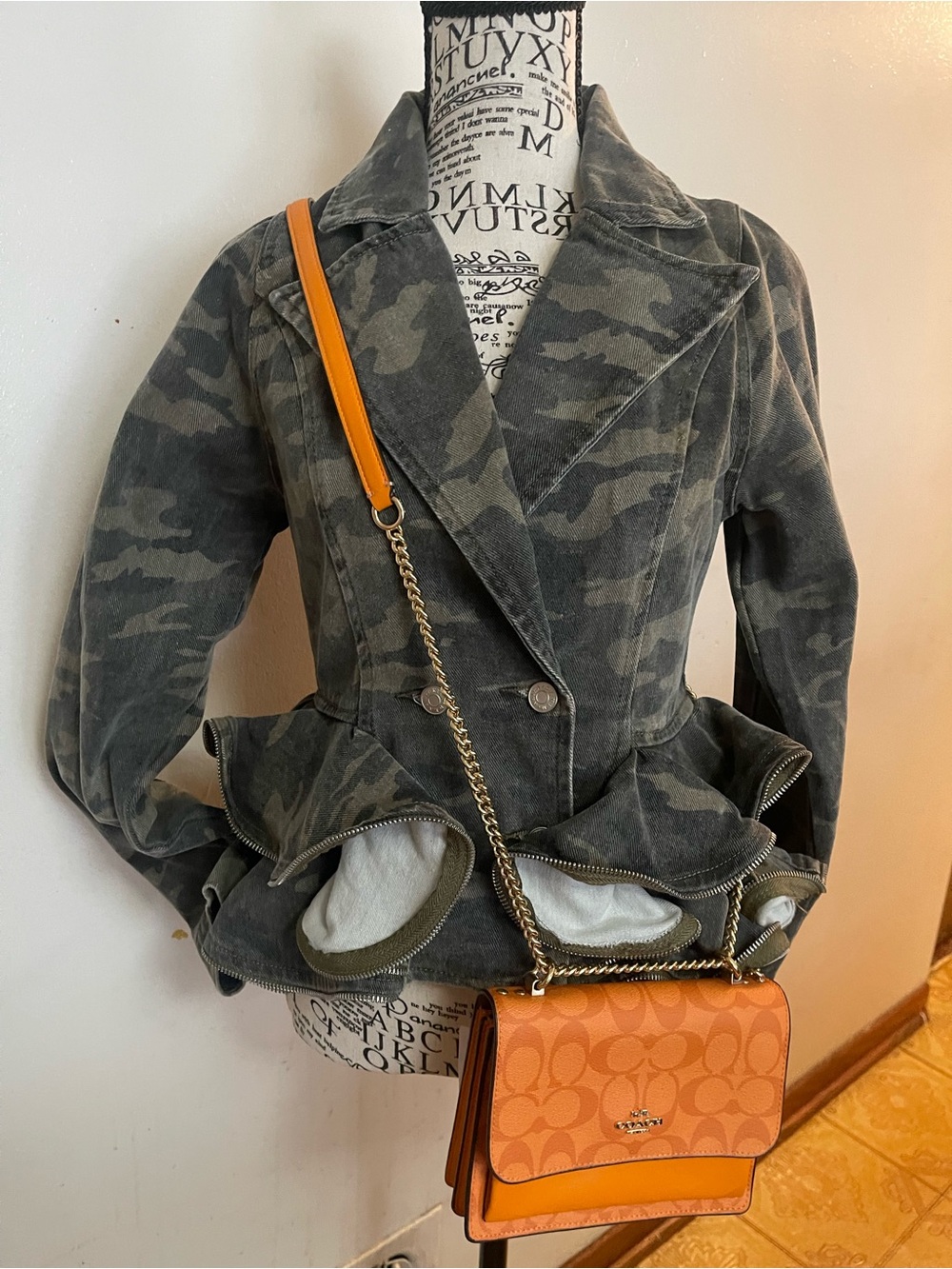 AKIRA Women's Camouflage Peplum Jacket - Olive Camo